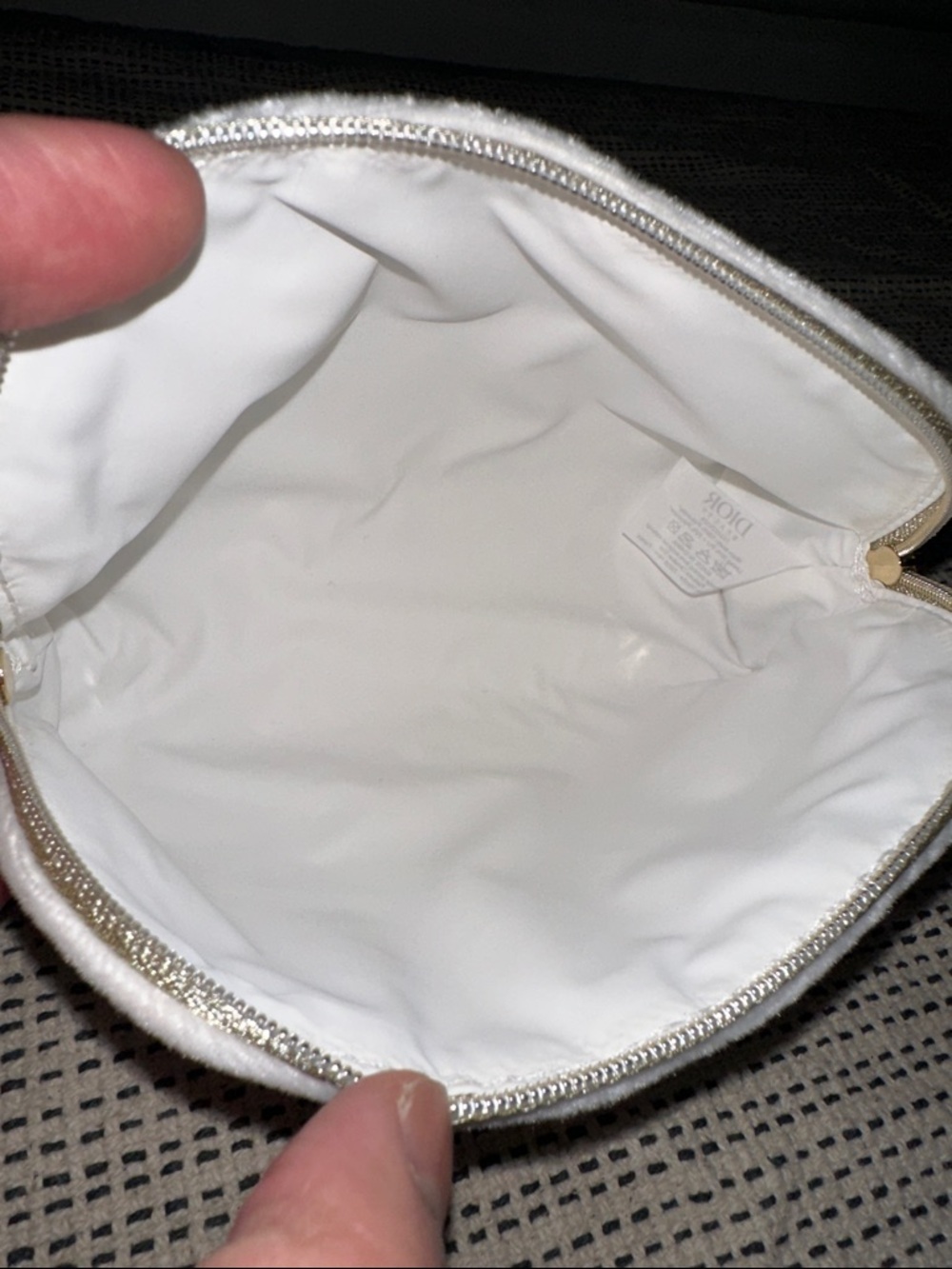 White Velvet Cosmetic Pouch with Embossed Logo - Picture 8 of 8